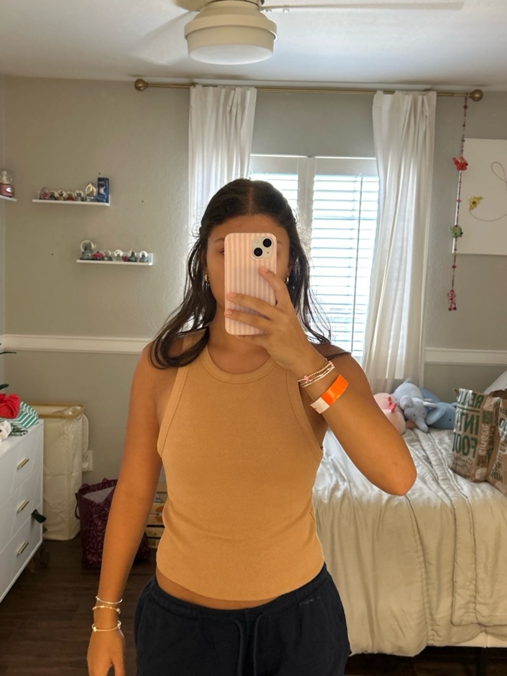 Maeve Ribbed Tank Top — Tan Sleeveless Women's Top